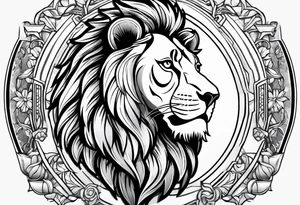 lion with football tattoo idea