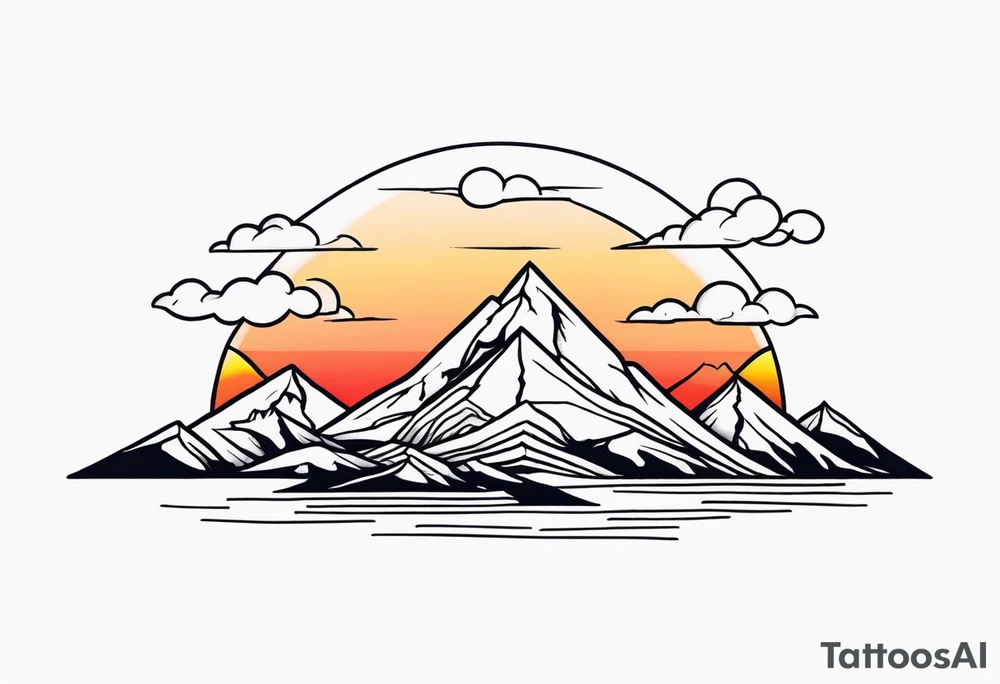 small minimalistic no border mountains sunset tattoo idea small minimalistic no border mountains sunset tattoo idea
