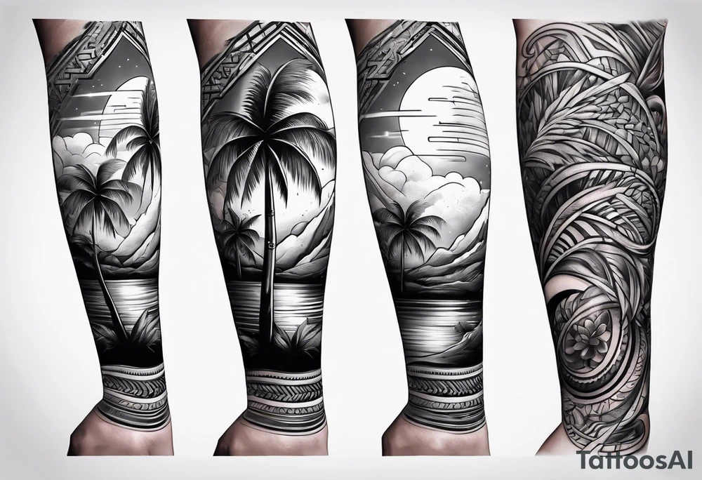 full sleeve with palm tattoo idea