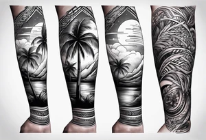 full sleeve with palm tattoo idea