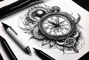 Scorpion, clock, compass, anchor tattoo idea