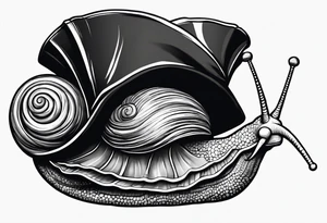 Snail wearing a traditional pirate hat on its shell tattoo idea