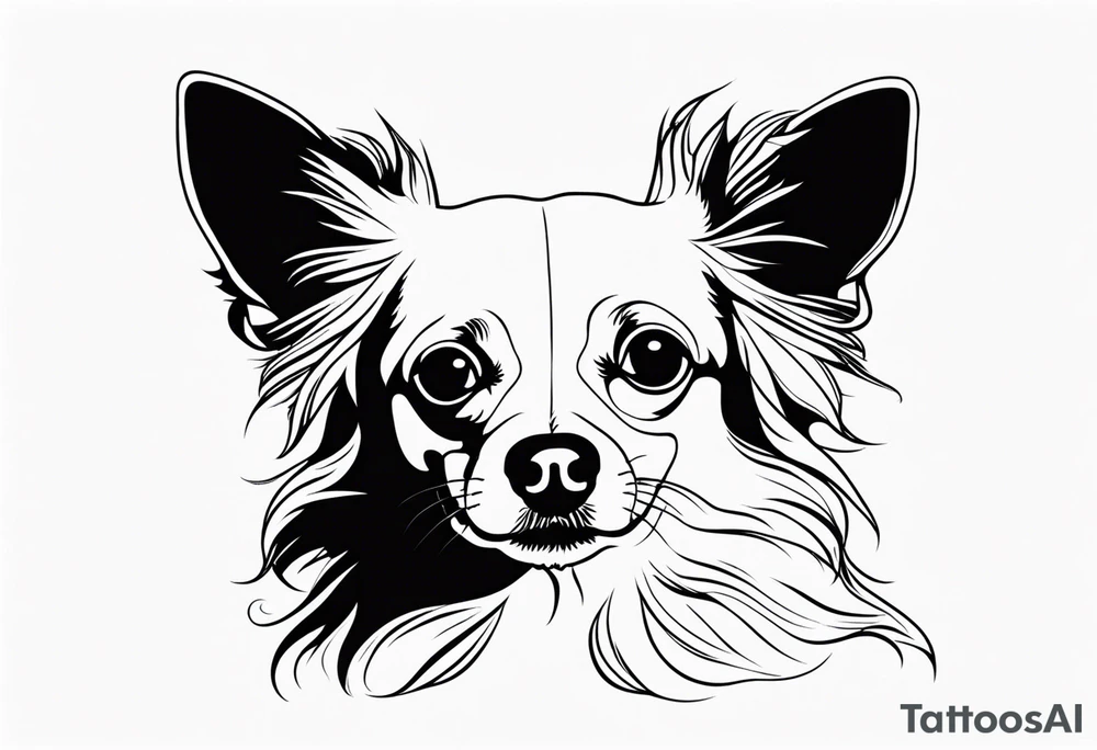 chihuahua long haired tattoo idea