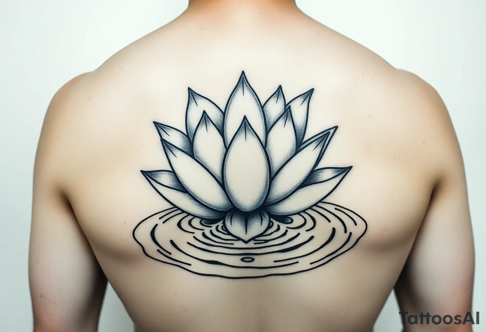 serene lotus flower emerging from sacred waters with ripples tattoo idea