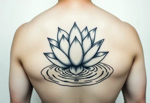 serene lotus flower emerging from sacred waters with ripples tattoo idea