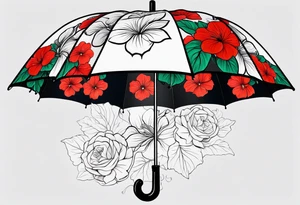 Umbrella with red geraniums printed tattoo idea