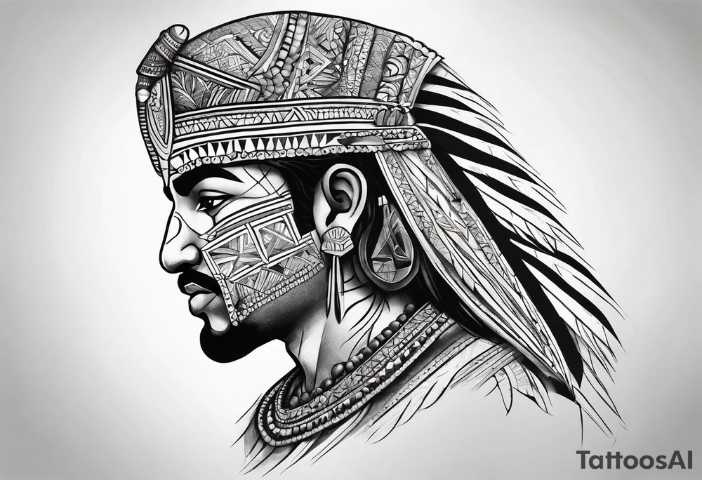 Palestinian tribal art on a warrior dancing tattoo idea