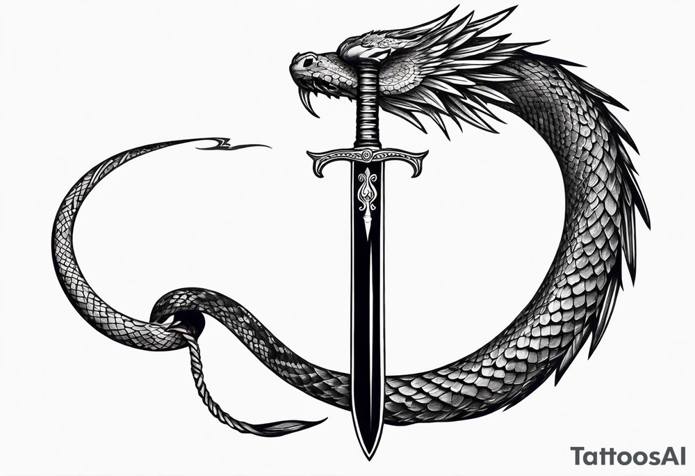 Snake wrapped around a sword with wings on the side tattoo idea Snake wrapped around a sword with wings on the side tattoo idea