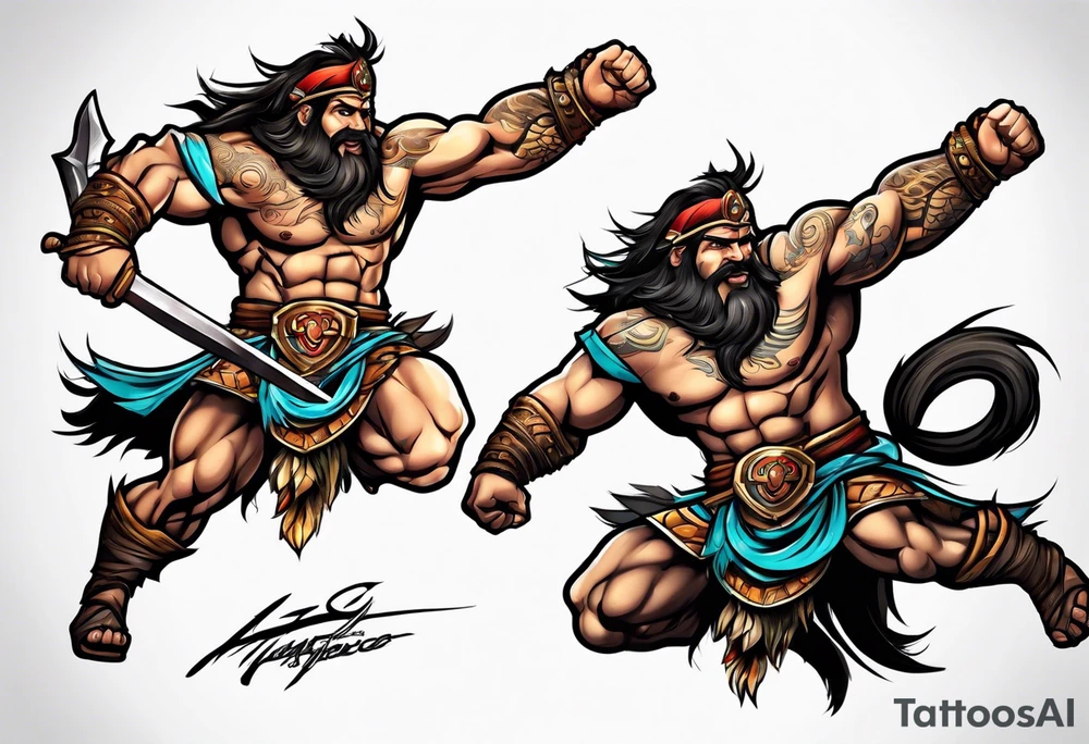 leaping barbarian tattoo idea