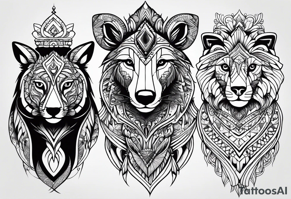 my family is composed by Pana, Marti, Lu y Oreo. Design my tattoo in one animal tattoo idea