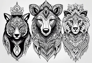 my family is composed by Pana, Marti, Lu y Oreo. Design my tattoo in one animal tattoo idea