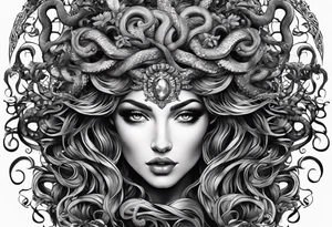 Gruselige und Düstere Medusa mit den Schlangenhaaren tattoo idea