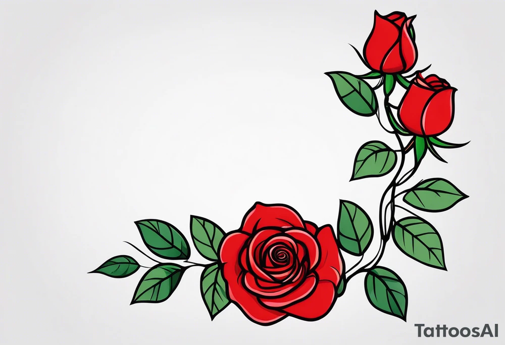 red rose with vine tattoo idea