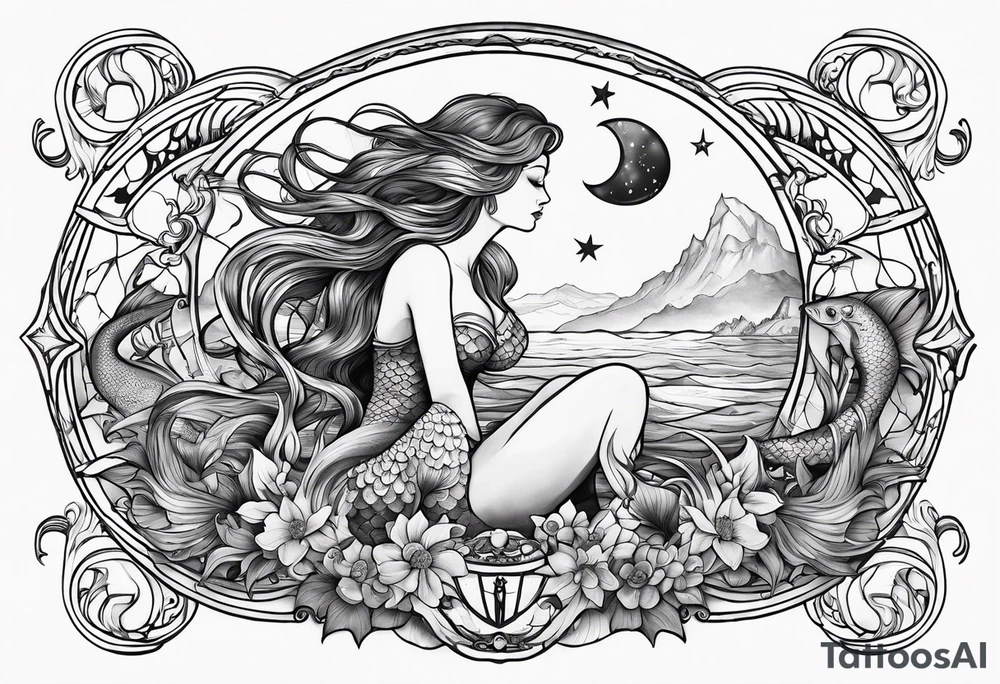 Zodiac Mermaid tattoo idea
