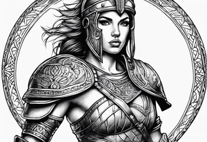 Female gladiator full body tattoo idea