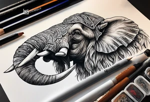 berserking strong mammoth head centerpiece tattoo idea