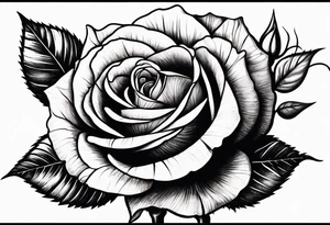 a red rose with stem and thorns tattoo idea