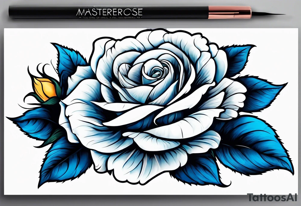 flower rose and blue, sunflower, tattoo idea