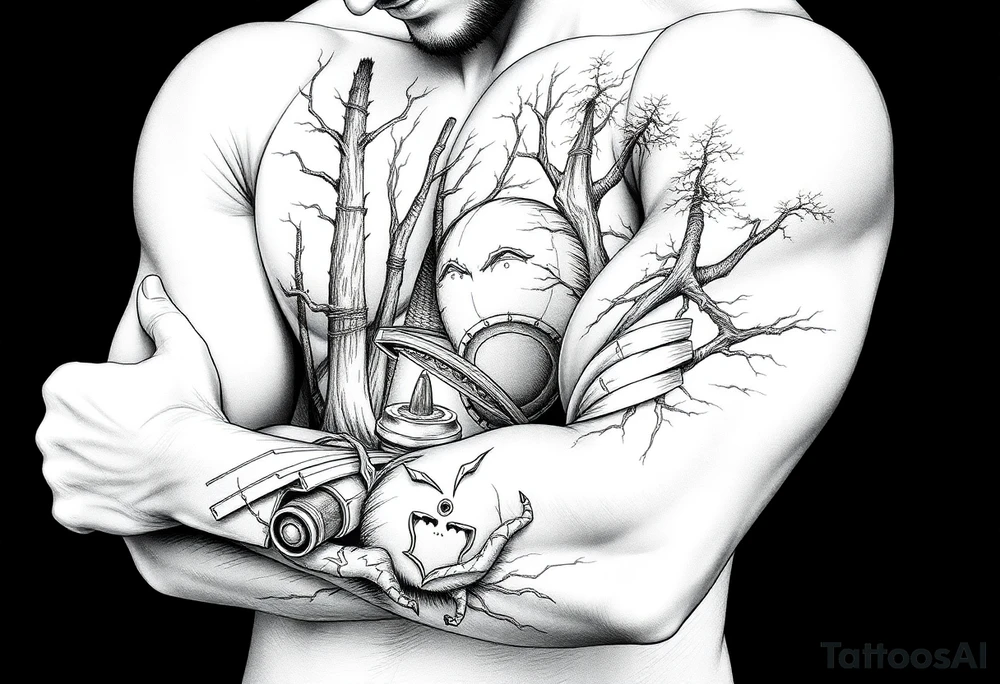 Dungeons and Dragons, Dungeon Master, Reading, Writing, Fantasy, Forest Scene tattoo idea
