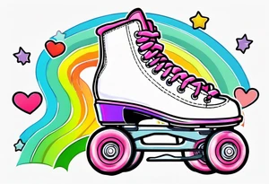 cute, pastel rainbow roller skates tattoo idea