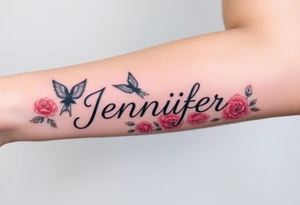 do one of my grandma name jennifer with birds roses and heaven tattoo idea