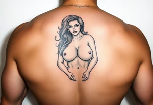 Fully nude lady with big boobs tattoo idea