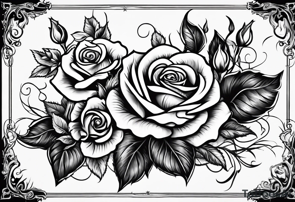 Roses and flowers. With nursing and hunting and cows and bulls and fishing and love and church. tattoo idea