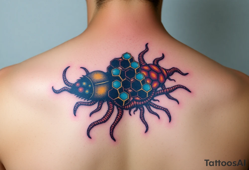 Honey comb sea creatures tattoo idea