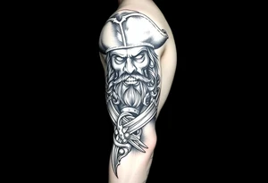 Blackbeard pirate theme sleeve tattoo idea