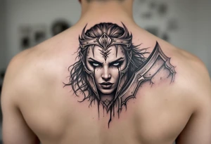 Shield maiden face ready to fight tattoo idea