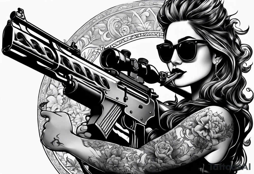 capricorn with sunglasses and shotgun tattoo idea