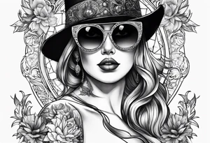 woman with big titts and a capricorn with sunglasses tattoo idea