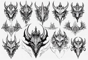 Dragon armor mechanical symmetrical tattoo idea