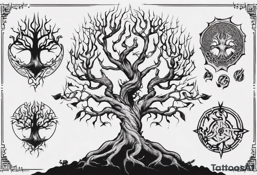 Yggdrasil with Nidhogg tattoo idea