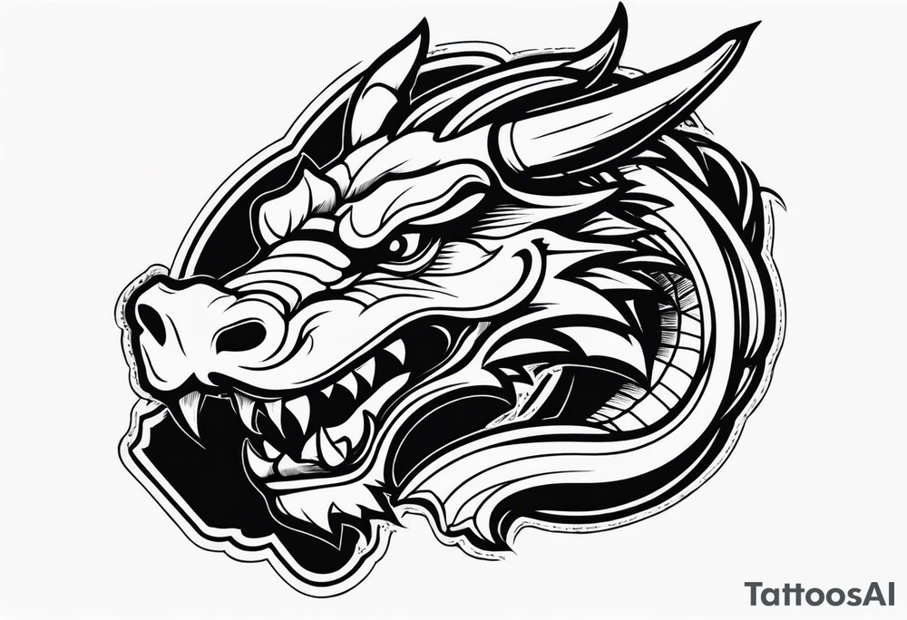 Simple Dragon with dumbbell mouth tattoo idea