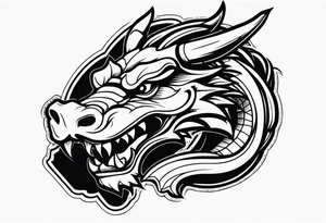 Simple Dragon with dumbbell mouth tattoo idea