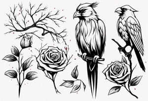 Willow tree with a cardinal holding a rose and a eagle tattoo idea
