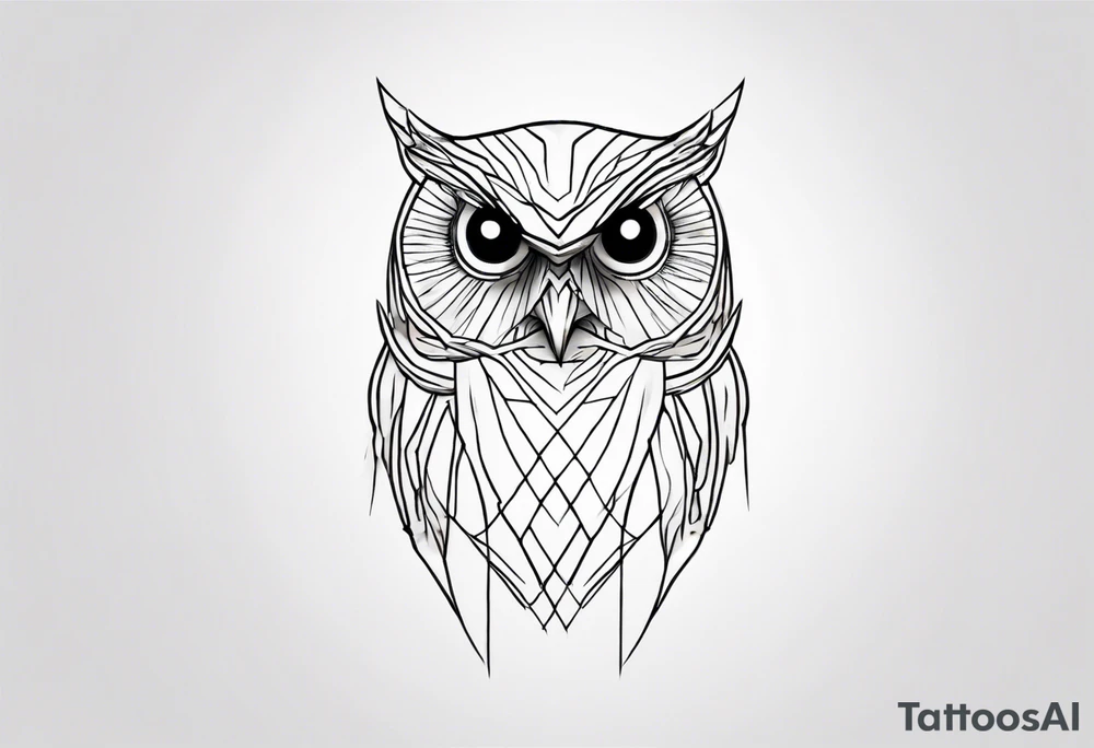 create one line tattoo of a owl head. the line has to start at the buttom and be finished at the top. Has to be really simple and be one-line that is connected tattoo idea