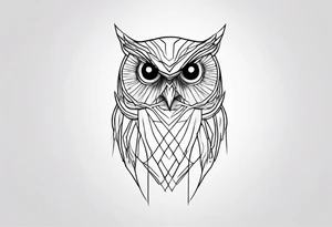 create one line tattoo of a owl head. the line has to start at the buttom and be finished at the top. Has to be really simple and be one-line that is connected tattoo idea