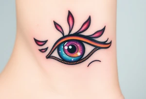 A celestial Eye of Horus with a cosmic galaxy inside the iris, swirling in shades of purple, blue, and gold tattoo idea