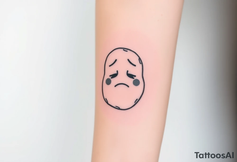 Cartoon potato with sad face tattoo idea