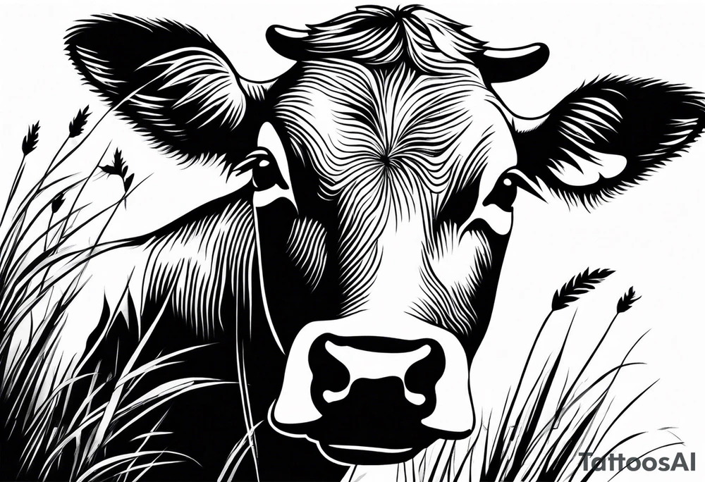 COW EATING GRASS tattoo idea