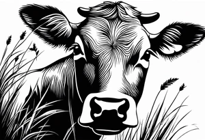 COW EATING GRASS tattoo idea