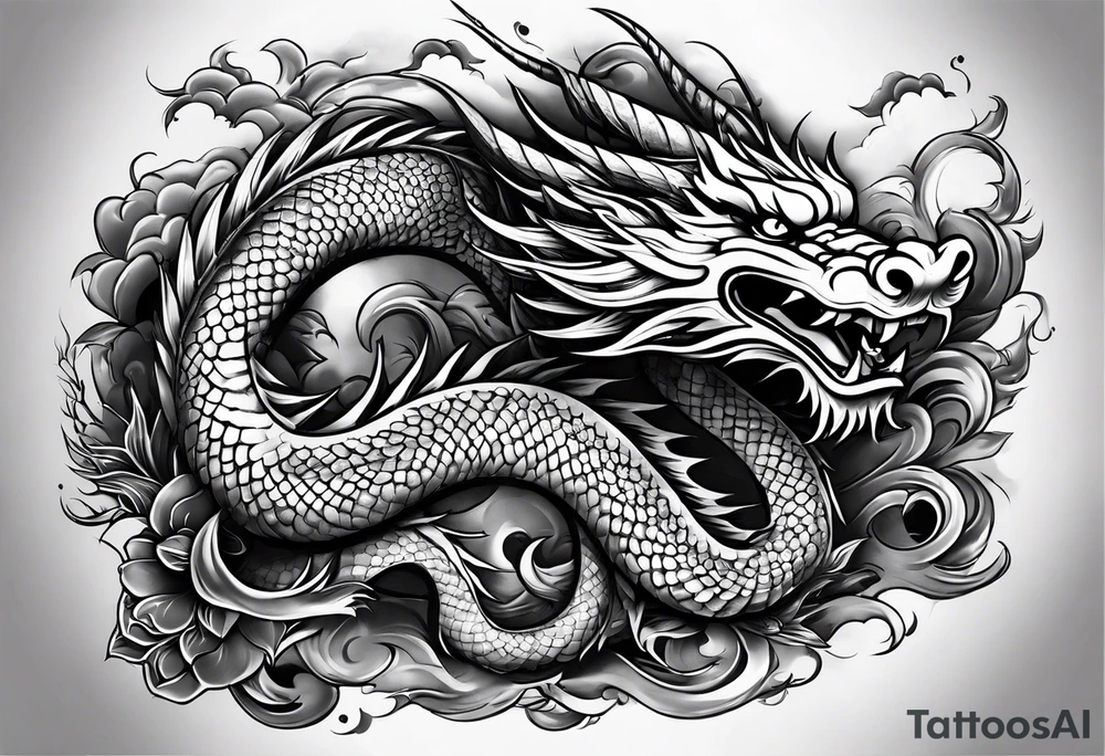 give me an asian gangster style tattoo with a dragon for my back tattoo idea