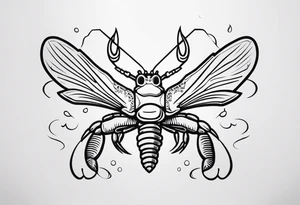 Crawfish with a gun in each claw tattoo idea