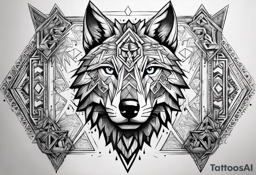 Legend of zelda link wolf in profile, in the center of his forhead is a diamond shape with a dot in the middle tattoo idea