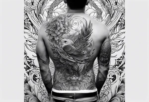 full back tattoo following the shape of a back tattoo idea