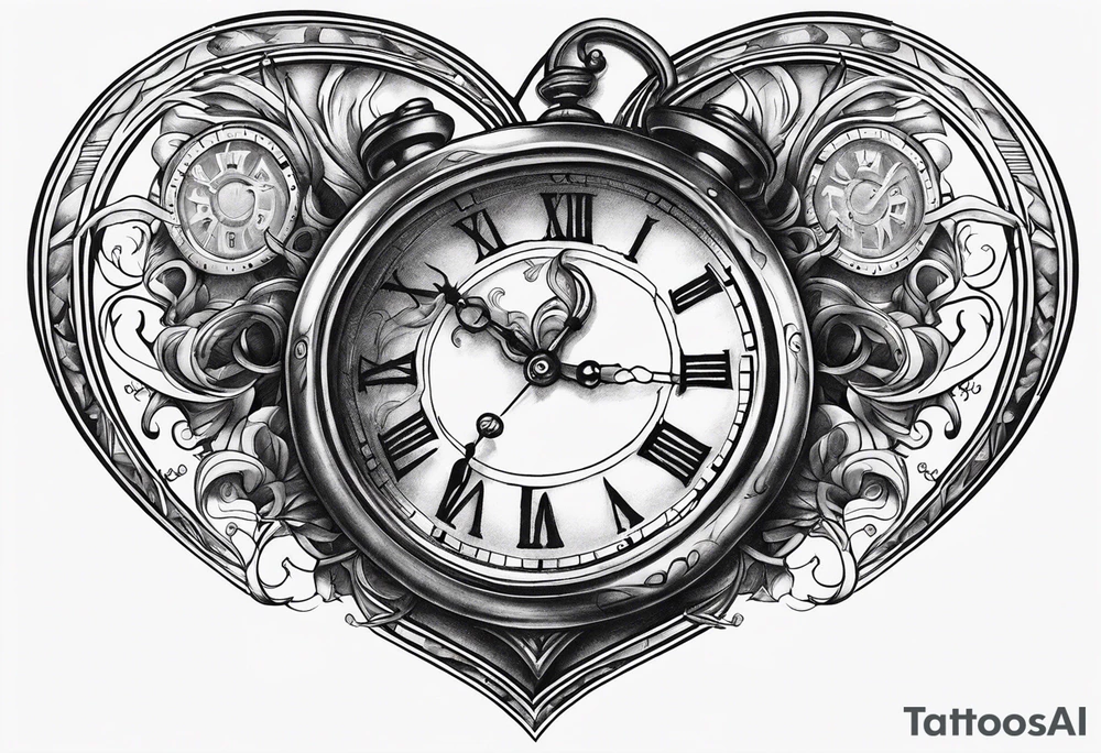 Heart with clock hands on 8 and 5 tattoo idea