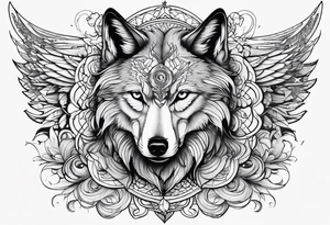 Half wolf half angel tattoo idea