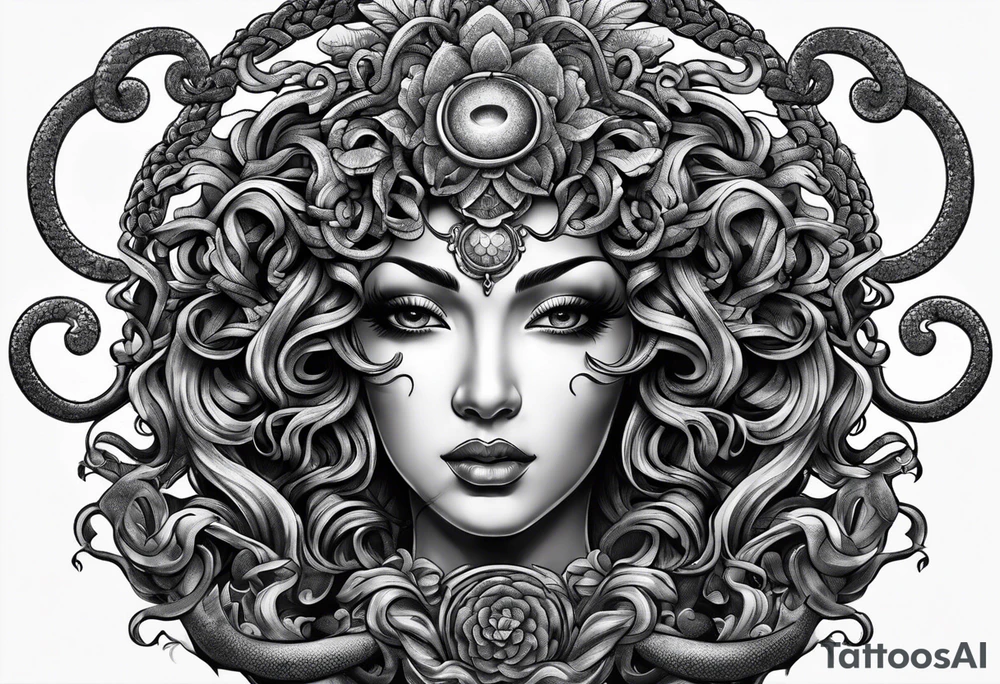 Medusa with no eyes o her face tattoo idea